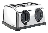 Micromark 4 Slice Toaster Stainless Steel with Black Trim