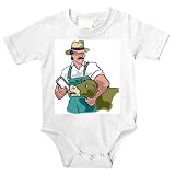 Onesie with man, humans, human, body, bottle, individuals, feeding, people, individual, farmer, persons, calf, person