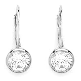 Sterling Silver Cubic Zirconia Rhodium Plated Earring with Round Cubic Zirconia Stone