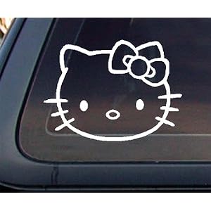 Hello Kitty LARGE(7.5" wide) Car Decal / Sticker - WHITE