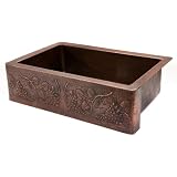 Buy 33 Copper Hammered Kitchen Apron Single Basin Sink w Vineyard Design by Premier Copper Products
