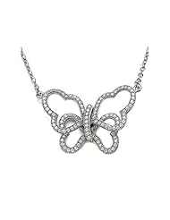Zoe R (tm) Sterling Silver Micro Pave Hand Set Cubic Zirconia (CZ) Butterfly Pendant