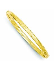 14K Gold 2/16 Diamond-cut Fancy Hinged Bangle Bracelet