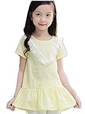 【TPGROWIN】 子供服 ベビー ガールズ トップス シャツ ブラウス フリンジ キッズ 女の子 入園式 カジュアル ガーリー 綿 春 夏 (140, イエロー)