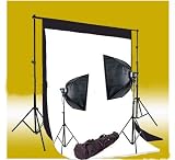 CowboyStudio Photography 220 Watt Photo Studio Monolight Flash Lighting Kit – 2 Studio Flash/Strobe, 2 Softboxes, 1 Background Support System, Black & White Muslin Backdrops and Carry Case: studio photography