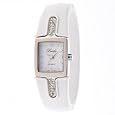 Breda Women`s 7105_wht "Paris" Square Rhinestone Embellished Plastic Bangle Watch