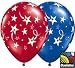 Set of 12 Star Design Latex Balloons Red & Blue Patriotic