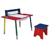 Wooden Art Table And Chair With Paper Dispenser And Paint