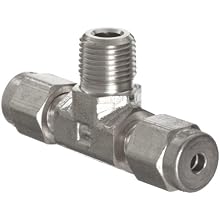 Parker A-Lok 2MBT2N-316 316 Stainless Steel Compression Tube Fitting, Tee, Tube OD x NPT Male x Tube OD