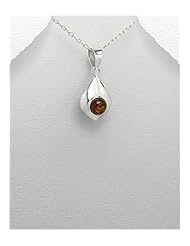 Baltic Amber Pendant Necklace In 92.5 Sterling Silver