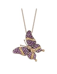 14k Yellow Gold 0.45 Ctw Pink Sapphire Butterfly Pendant