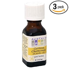 Aura Cacia Pure Aromatherapy 100% Pure Essential Oil, German Chamomile (in Jojoba Oil), Soothing, 0.5-Ounces (Pack of 3)