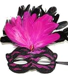 Fancy Venetian Zebra Stripe Feather Mask