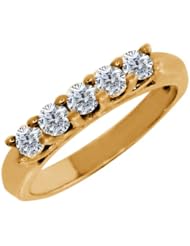 0.60 Ct Round G/H Diamond 18K Yellow Gold