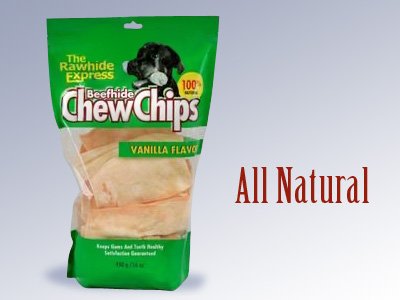 The Rawhide Express Beefhide Chew Chips Vanilla Flavored 1 Pound Bag (Great Reward or Treat)