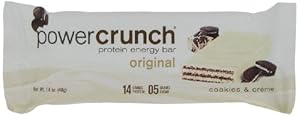 Power Crunch High Protein Energy Snack, Cookies & Creme, 1.4-Ounce Bars (Pack of 12)