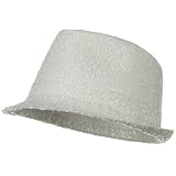 Half Sequin Fedora Hat - White W19S56C