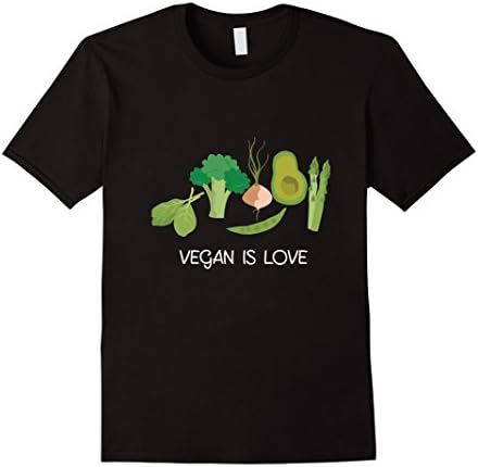 Men's Vegan is love T-shir funny humor for vegetarian Large Black