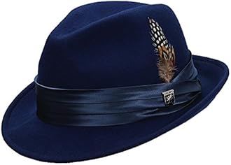 0Stacy Adams Men's Crushable Wool Felt Snap Brim Fedora Hat Royal