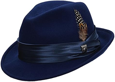 0Stacy Adams Men's Crushable Wool Felt Snap Brim Fedora Hat Royal
