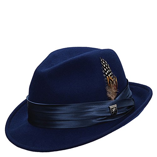 0Stacy Adams Men's Crushable Wool Felt Snap Brim Fedora Hat Royal