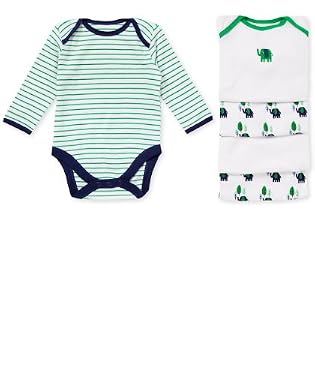 Boys Elephant Long Sleeved Bodysuits - 5 pack