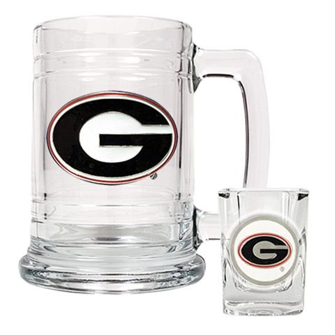 Georgia Bulldogs UGA Beer Mug & Shot Glass Set