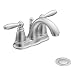 Moen 6610 Brantford Two-Handle Low Arc Bathroom Faucet with Drain Assembly, Chrome