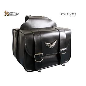 Waterproof Eagle Emblem Classic Black Motorcycle Saddlebag