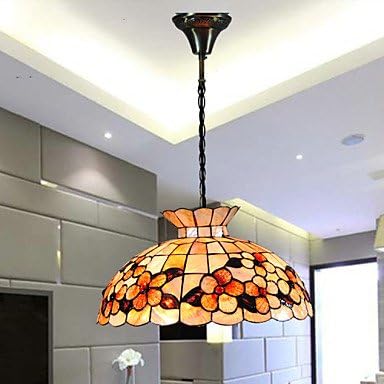 Linyrh- 120W Chic Tiffany Pendant Light with Colorful Nature Shell Material Integrated Shade Down in Crown Design , 110-120V