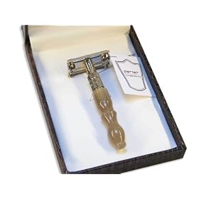 Parker 20R Cow Horn Handle One Piece Safety Razor