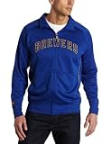 MLB Men's Milwaukee Brewers Profector Alternate Mock Neck Full Zip Raglan Jacket (Deep Royal/Yellow Gold/Deep Royal, Medium)