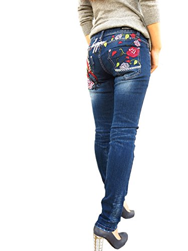 グラスホッパー(GRASSHOPPER)＃627スキニー(ストレッチ)薔薇 バラ×蝶 刺繍 美尻 美脚 ジーンズ レディース デニム オシャレ ロリータジーンズ レッドペッパー