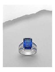 Blue CZ Ring In 92.5 Sterling Silver