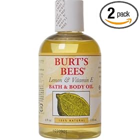 Burt's Bees Lemon & Vitamin E Bath & Body Oil, 4-Ounce Bottles (Pack of 2)