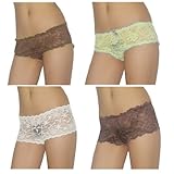IMAGE OF 4 PACK: Womens Sexy Stretchy Lace Hipster Briefs Underwear Panties (Size:S)