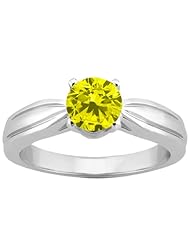 0.80 Ct Round Canary SI1/SI2 Diamond 18K White Gold Ring