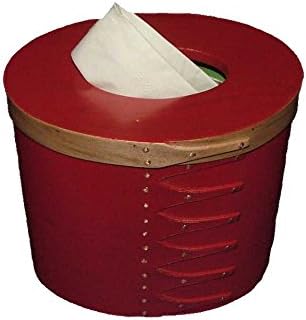 Shaker Small Tissue Box in New Lebanon Style with Maple Top Band and Red Pepper Paint
