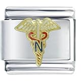 Nurse Caduceus Italian Charms Bracelet Link