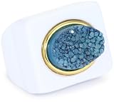 KARA by Kara Ross Oval Drusy Resin Peacock Blue Drusy Adjustable Ring