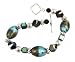 Jewelry : Bracelet - Handmade Murano Glass & Fire-Polished Beads - Toggle Closure ~ Aqua & Smoky Quartz (MBJ8)
