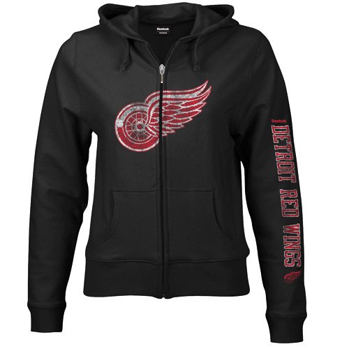 Detroit Red Wings NHL Womens Zip Hoodie, Hooded Sweatshirt, Black (X-Large)
