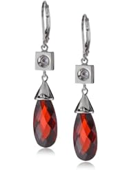 ELLE Jewelry Garnet Cubic Zirconia Sterling Silver Earrings