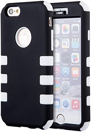 iPhone 6 Case, NoahVich [Silicone+PC Hybrid 3-Piece Design] Bran-new Cool Shock-Absorption Bumper Armor Hard Back Case Protector Fit For Apple iPhone 6(4.7 inch)(Does Not Fit iPhone 5 5S 5C 4 4s or iPhone 6 plus5.5 inch screen) （White+Black）