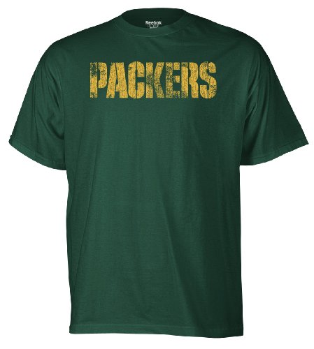 NFL Men's Green Bay Packers Faded Wordmark Tee (Hunter, X-Large)