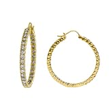 14k Yellow Gold Champagne Diamond Hoop Earrings (1 cttw, I2-I3 Clarity)