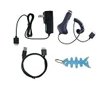 4 Pieces Charging Set for Sony Walkman S Series Video MP3 Player (NWZ S540, NWZ S544 and NWZ S545): Home / Travel Charger, Car Charger, 2in1 USB Sync and Charging Data Cable and Light Blue Fishbone Style Keychain