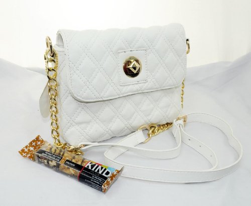 IN STYLE “225″ Quilted Crossbody CHANEL Designer Inspired Handbag for Women (White)