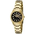 Seiko Womens SYMD96 Seiko 5 Automatic Black Dial Gold-Tone Stainless Steel Watch