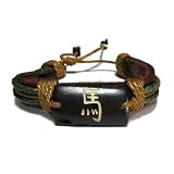 Year of the Horse Chinese Zodiac Tribal Leather Bracelet